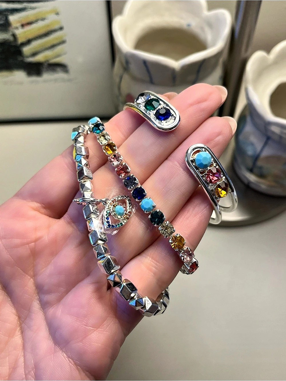 Bomb party retro bracelet stack set multicoloured